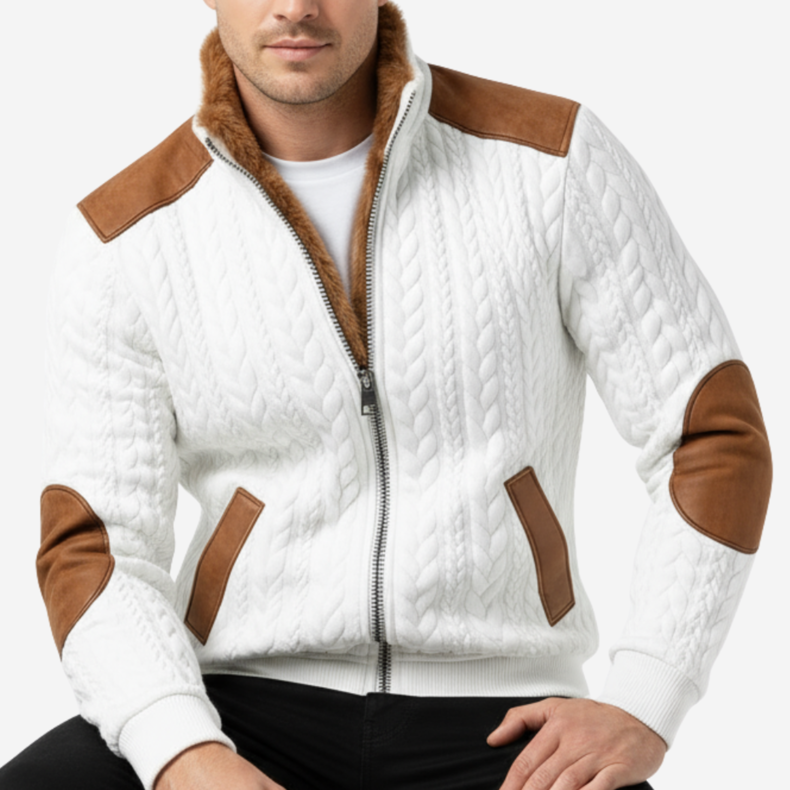 The Algoma – Suede-Trim Cable Jacket