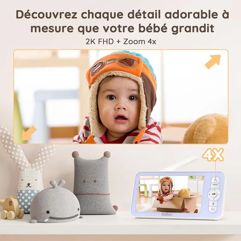 BOIFUN 5" Baby Monitor Camera with Phone App, 360° Rotation 1080P, Motion Monitoring & Auto Tracking,, Custom Area Detection