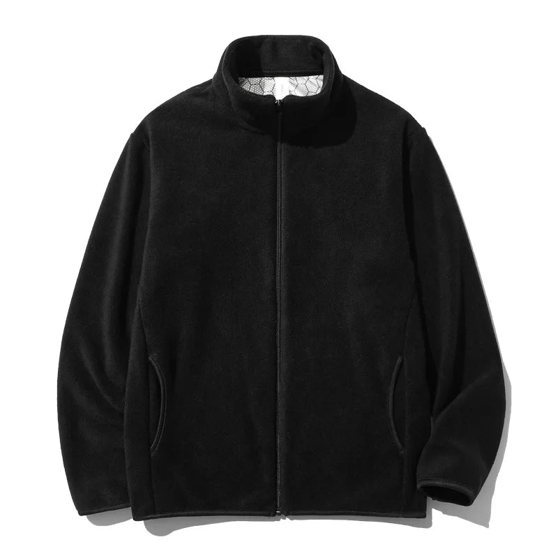 Graphene Fleece Jacket Men's Autumn Winter Thickened Zipper Hooded Coat Couple's Stand Collar Fleece Zipper Open Cardigan