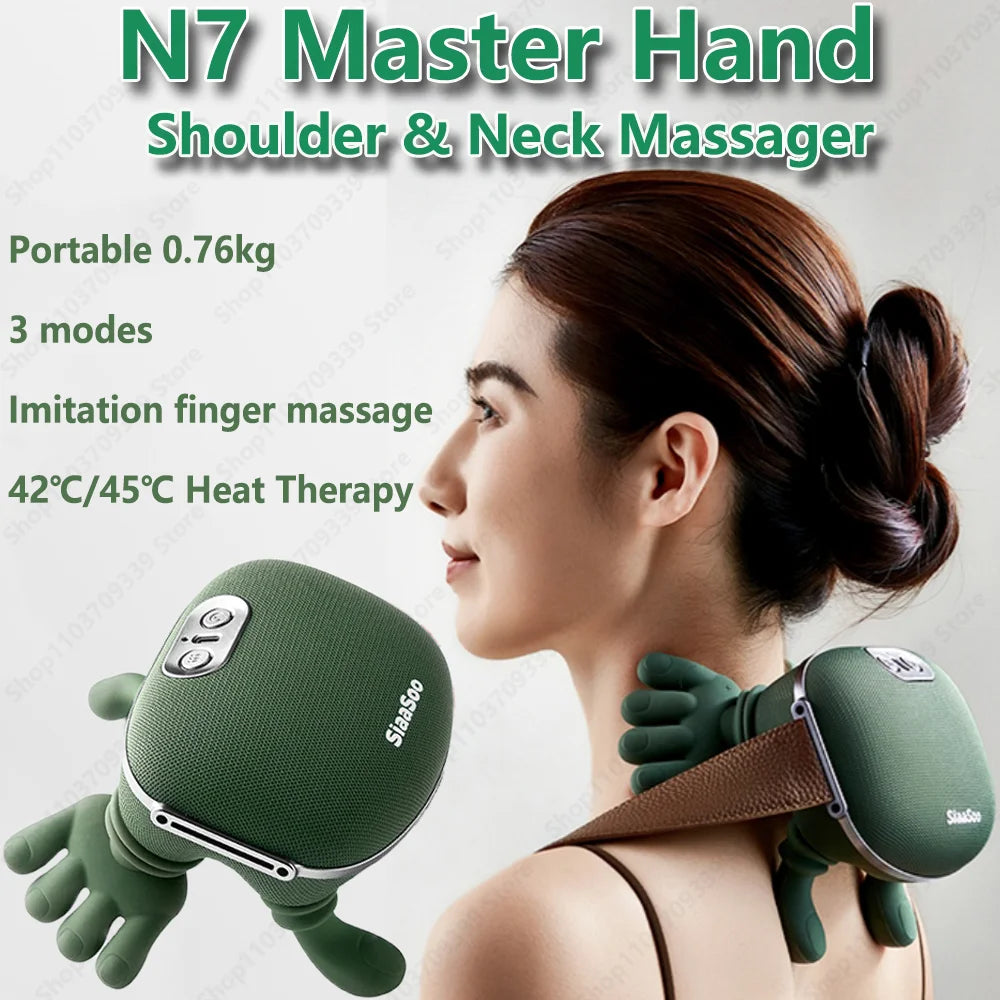 Bionic Neck Shoulder Massager Heated Back Massagers Electric Kneading Muscles Massage Pillow Neck Waist Leg Body 3-Level Modes