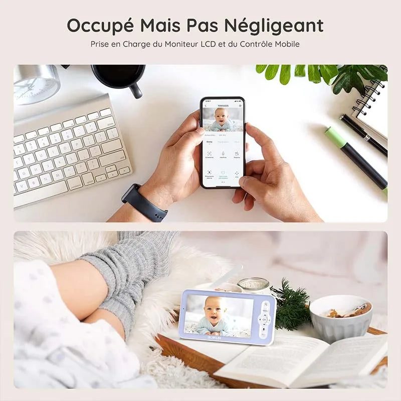 BOIFUN 5" Baby Monitor Camera with Phone App, 360° Rotation 1080P, Motion Monitoring & Auto Tracking,, Custom Area Detection