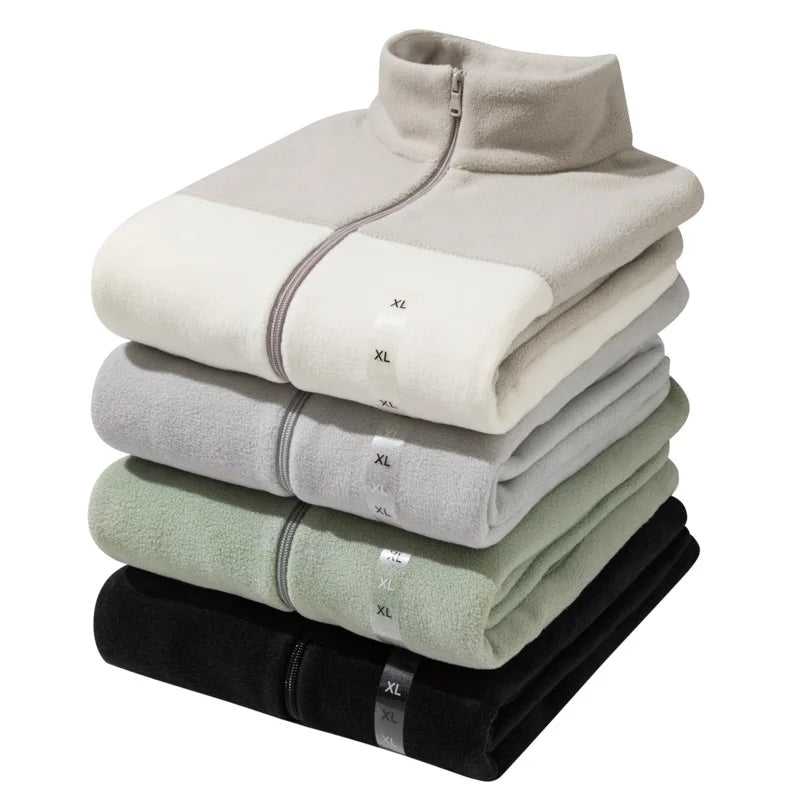 Graphene Fleece Jacket Men's Autumn Winter Thickened Zipper Hooded Coat Couple's Stand Collar Fleece Zipper Open Cardigan