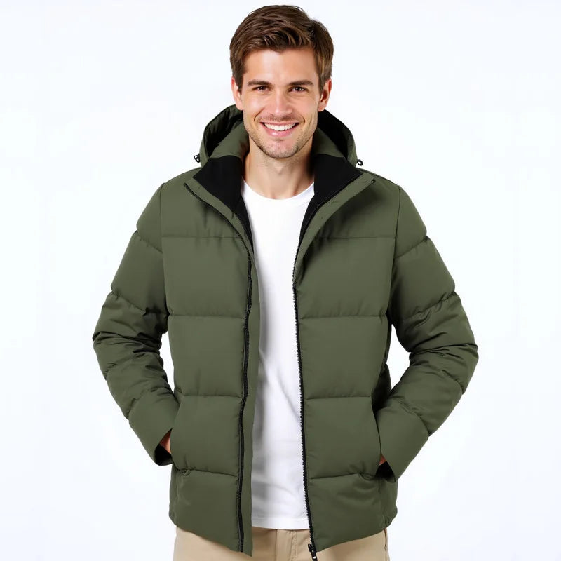 Jaqueta masculina de algodão de inverno 2025 nova chegada com capuz gola amiga da pele casual versátil fibra de poliéster preenchida Urban F...