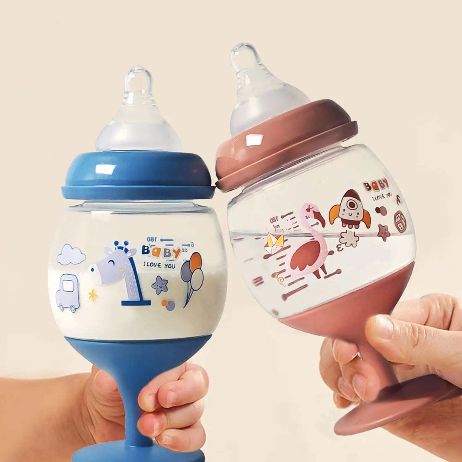 180 ml creatieve hoge cup-babyfles voor drinkwater, melk en sap, BPA-vrij