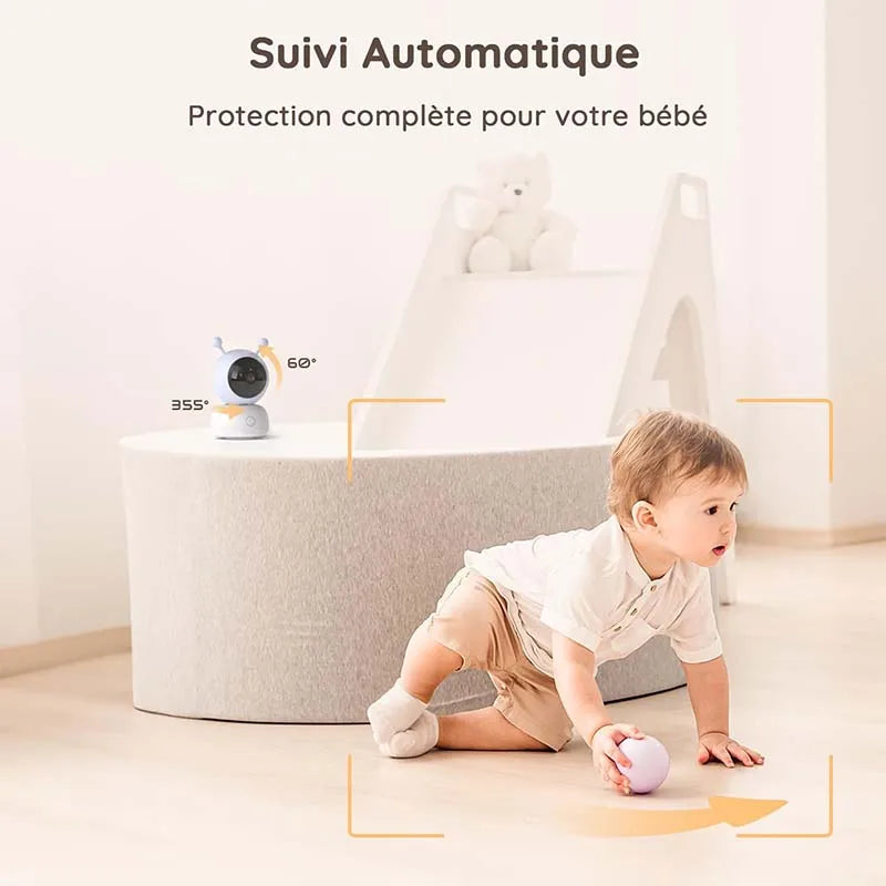 BOIFUN 5" Baby Monitor Camera with Phone App, 360° Rotation 1080P, Motion Monitoring & Auto Tracking,, Custom Area Detection